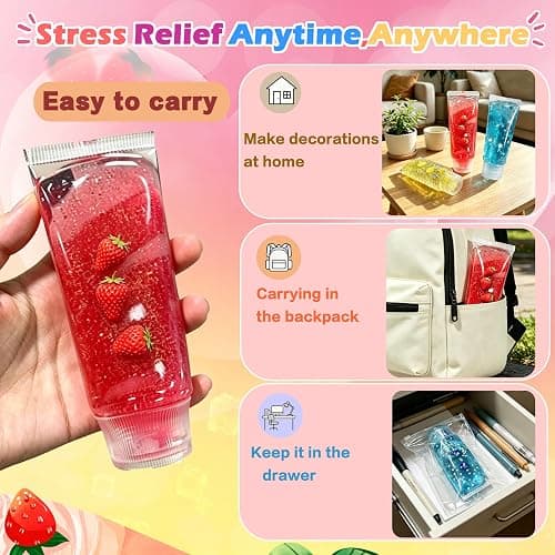 3PCS Bottle Squishy Fidget, Toothpaste Shaped Squishy, Soft Slow Rising TPR Squeeze with Fruit Charms, Cute Sensory Stress Relief and Anxiety Relief thumbnail 4