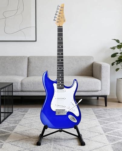Leo Jaymz Beginner Electric Guitar Complete Kit with Portable Amp, Padded Gig Bag & Full Accessories, Maple Neck SSS Pickups(Royal Blue) thumbnail 6