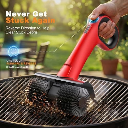 NeatLt Electric Grill Brush for Outdoor Grill, Cordless BBQ Grill Cleaner with Dual Rotating Heads, 450 RPM Motorized Grill Cleaning Brush with Forward & Reverse, 6-Piece Replaceable Brush Set thumbnail 7