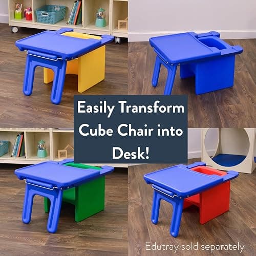 Children's Factory 3-in-1 Cube Chair for Kids, Flexible Seating Classroom Furniture, 1-Pack, Blue thumbnail 5