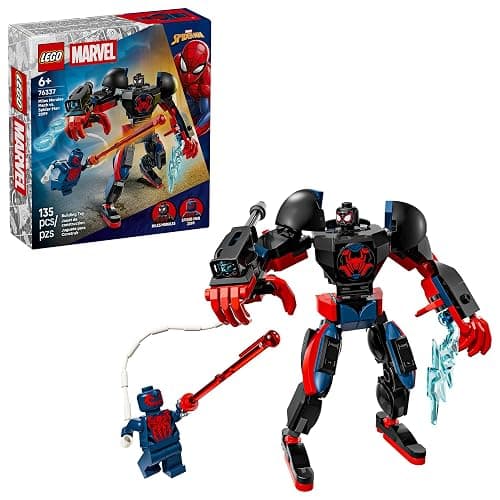 LEGO Marvel Miles Morales Mech vs. Spider-Man 2099 Building Toy for Boys & Girls - Poseable Super Hero Mech & 2 Marvel Minifigures for Kids & Fans, Ages 6+ - Gift Idea for Birthdays - 76337 - Image 1