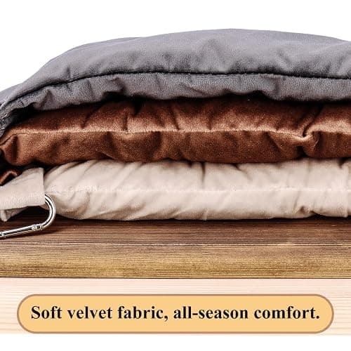 JSPYFITS Wooden Cat Wall Hammock, 18.9 x 12.6 Inch Double Layer Cat Furniture Hammock, Large Removable Multi-Function Cats Bed for Sleep/Play/Climb/Lounge Easy DIY Installation(Grey) thumbnail 2