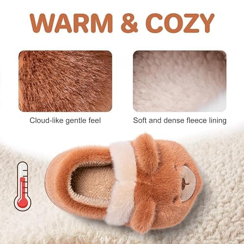 Drecage Toddler Kids Slippers Girls Boys House Shoes Winter Slippers Plush Warm Soft with Cute Cartoon Design Indoor Shoes thumbnail 2