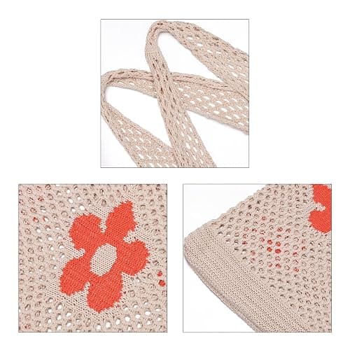 Ovida Crochet Tote Bag Mesh Beach Bag Fairycore Hobo Fairy Grunge Aesthetic Shoulder Bag Y2k Purse for Women Girls | Beach Bag thumbnail 8