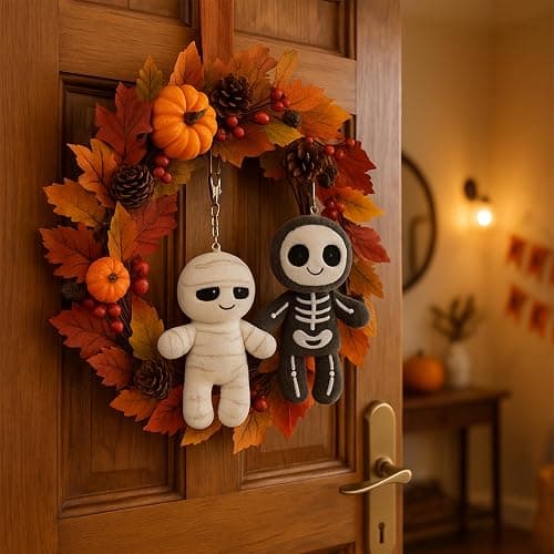 CNAANA Halloween Black Skull Plushies Figure, Skeleton Stuffed Toy for Holiday Decor & Gifting (7.6inch) thumbnail 2