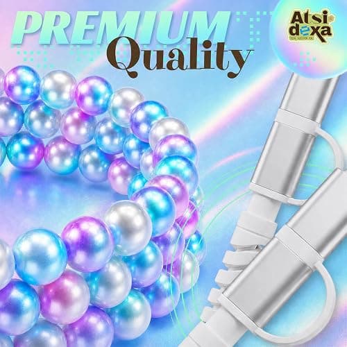 Atsidexa 4-in-1 Beaded Charging Cable, MFi Certified, Works with CarPlay, 3.3FT 60W Fast Charger Cord for iPhone 17/16/15/14/13/12/11, iPad, Samsung, Android and More (Mermaid Glow) thumbnail 5