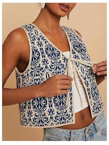 GORGLITTER Women's Floral Tie Front Cardigan Western Vest Country Concert Rodeo Cowgirl Outfits Trendy 2025 thumbnail 5