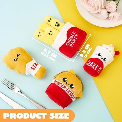 JOYIN 4 Pcs Emotional Support Plushies, Easter Fast Food Plush Stuffed Toys Set, Cute Burger Fries & Milkshake Plush Pillow for Girls Boys Teens, Fun Comfort Food Gift Box for Birthday & Care Package thumbnail 3