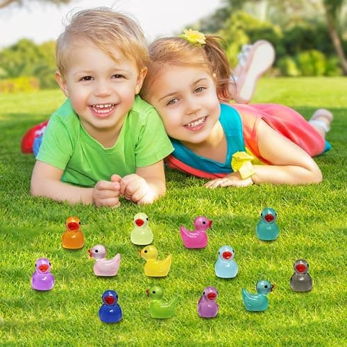 IEUHDKWL Mini Resin Ducks Luminous 16 Colors Tiny Ducks Miniature Duck Glow in The Dark Hide Glow in The Dark Miniature Figures for Micro Landscape Aquarium Party Decor (128PCS) thumbnail 8