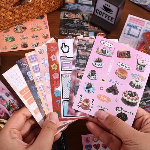 2PCS Girl's Japanese Retro Sticker Book, Food and Daily Life Theme - 500+ Cute Old Showa Style Foodie Stickers, for DIY Scrapbooking Journaling Handbook Decoration thumbnail 6