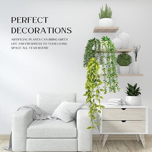 DREAMS 21 3-pack Fake Hanging Plants Artificial Indoor/Outdoor | Hanging Plants for Room Decor, Wall Shelf, Patio Garden thumbnail 6