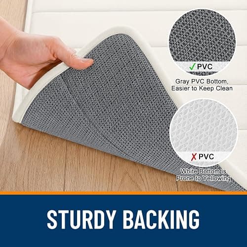 OLANLY Memory Foam Bath Mat 30x20, Super Soft Absorbent Bathroom Rugs, Quick Dry, Machine Washable Shower Floor Rugs, Bathmat Carpet, Bathroom Home Decor Accessories, Ivory thumbnail 6