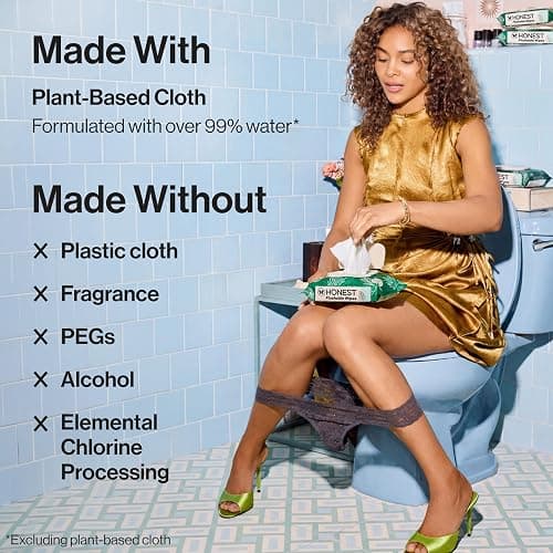 The Honest Company Flushable Wipes, Hypoallergenic, Tropical Leaves, 42ct | Flushable Wipes, 42 Ct. Hypoallergenic, Plant-Based, 99% Water, Dermatologist Tested. Safe To Flush, For Sensitive Skin. thumbnail 7