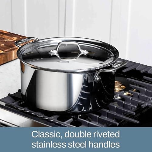 All-Clad D3 3-Ply Stainless Steel Stockpot with Lid 8 Quart, Induction, Oven Broiler Safe 600F, Silver thumbnail 4