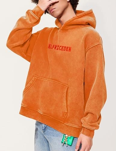 Aelfric Eden Hoodies Mens Acid Wash Hoodie Oversized Vintage Heavyweight Cotton Fleece Hooded Pullover Sweatshirt thumbnail 2