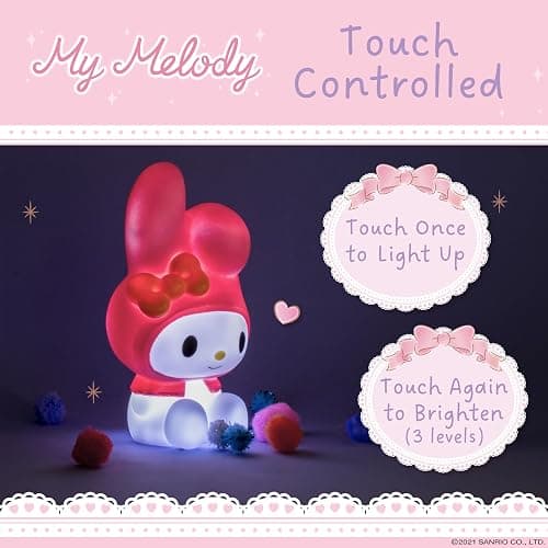 Blue Sky Studios Hello Kitty Character Light, Touch-Controlled Lamp for Girls Bedroom, Cute Kawaii Desk Decor, Collectible Merch Gift - My Melody thumbnail 3