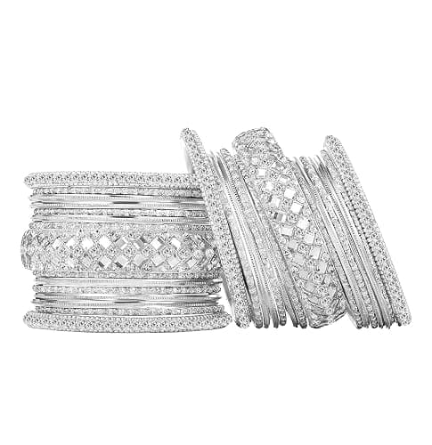 Aheli Ethnic Colorful Metal Bangles Chudha Set Stone Studded Bangle Set Indian Wedding Wear Fashion Jewelry Gift for Women thumbnail 8