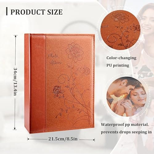 Artmag Photo Album 4x6 300 Photos, Extra Large Capacity Leather Cover Wedding Family Photo Albums Holds 300 Horizontal 4x6 Photos(Brown) thumbnail 3