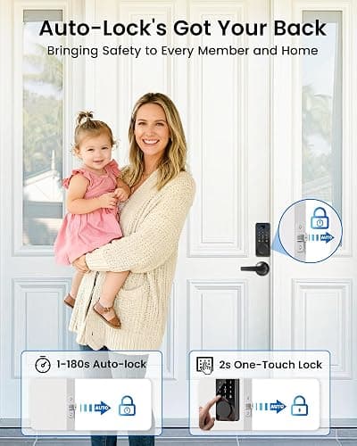 IBLOG Smart Deadbolt Lock, Fingerprint Keyless Entry Door Lock App Control, Electronic Touchscreen Keypad, Auto Locking, IP54 Weatherproof, Easy Install Digital Deadbolt for Front Door thumbnail 5