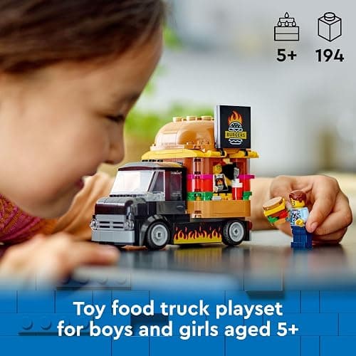 LEGO City Burger Truck Toy Building Set, Fun Gift for Kids Ages 5 Plus, Burger Van and Kitchen Playset, Vendor Minifigure and Accessories, Imaginative Pretend Play for Boys and Girls, 60404 thumbnail 2