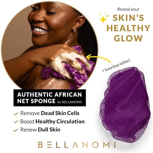Bellanomi African Exfoliating Net Sponge, Authentic, Ethically sourced from Nigeria, 45 inches Long, Back Scrubber for Daily use (Indigo) thumbnail 5