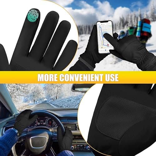 ihuan Winter Waterproof Ski Gloves Men Women, Snow Warm Cycling Cold Weather, Driving Biking Running thumbnail 5