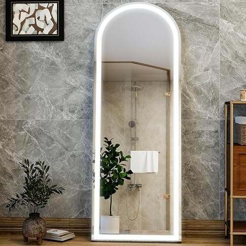 GLSLAND 20"x56" Arched LED Full Length Mirror with Lights – Wall Mounted or Standing Full Body Mirror for Bedroom/Cloakroom – Dimmable with 3 Color Lighting Modes thumbnail 3