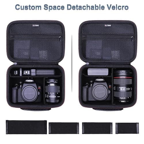 Camera Case Compatible with Canon EOS Rebel T7/R50/R6 Mark II/R100/R50 V/T6/R8/R10/R5 Mark II/RP/R7/5D Mark IV/SL3/R5/T100 DSLR SLR Camera, Len and Tripod with 4 Dividers and Shoulder Strap, Black thumbnail 3