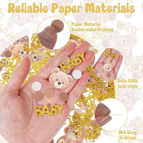 Nogeqi 200 Pcs Bear Baby Shower Confetti, We Can Bearly Wait Baby Shower Decorations Neutral for Gender Reveal Decor Party Bear Table Scatter thumbnail 6