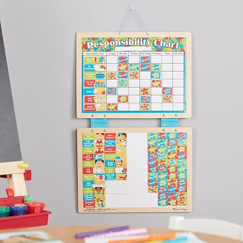 Melissa & Doug Magnetic Wooden Responsibility Chart Toddler Routine, Kids Reward Board, Chores Chart, Responsibility Tool for Kids Ages 3+ thumbnail 7