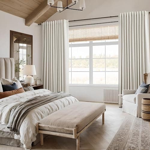 Guken Cream Linen Blackout Curtains 84 Inch Length 2 Panels Set for Living Room Bedroom Back Tab Thermal Insulated 100% Black Out Linen Drapes Room Darkening Window Curtains Ivory Natural thumbnail 8