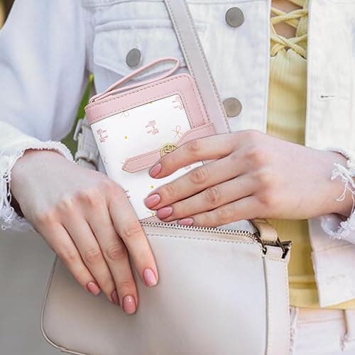 Farcauo Cute Pink Small Bow Wallet for Women Bifold Womens Wallets Minimalist Ladies Purse with Bow Design Mini Kawaii Coin Purse with ID Window thumbnail 6