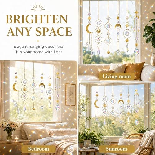 6Pieces Colorful Crystals Suncatcher Hanging Sun Catcher with Chain | Pendant Ornament Crystal Balls for Window Home Garden Christmas Day Party Wedding Decoration thumbnail 5