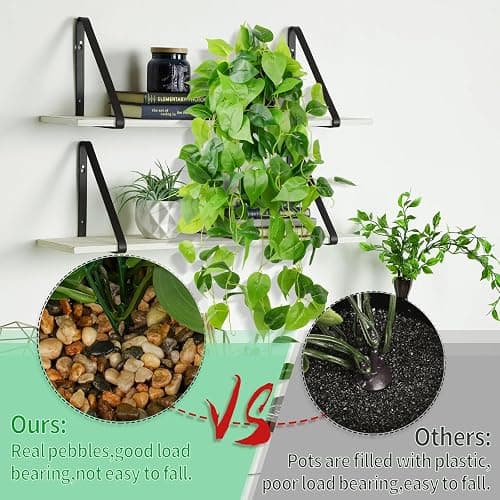 LOYWREE 35.4in Artificial Plants in Black Pot Realistic Fake Hanging Potted Greenery with Faux Ivy Vine & Pothos - Ideal for Shelf, Home, Office, Indoor & Outdoor Garden Decor thumbnail 4