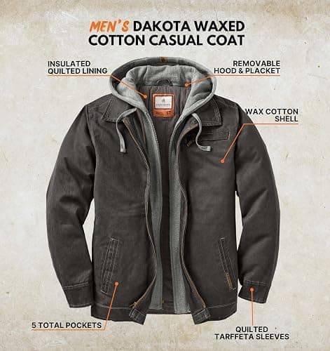 Legendary Whitetails Men's Casual Coat with Hood Waxed Cotton Water Resistant in a size large  thumbnail 2