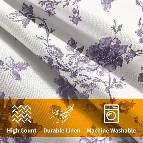 Lavender Purple Floral Pillow Covers 18x18 Inch Set of 2 Purple and Cream Chinoiserie Flower Outdoor Decorative Throw Pillows Vintage Rustic Toile Pillowcases Cushion Covers for Couch Home Decor thumbnail 8