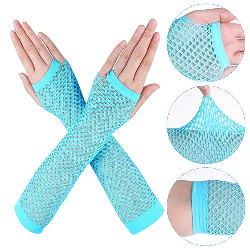 Miayon Leg Warmers Fishnet Gloves Fingerless Set Knit Long Socks for Women Girls 80s 90s Party Accessories Halloween thumbnail 5