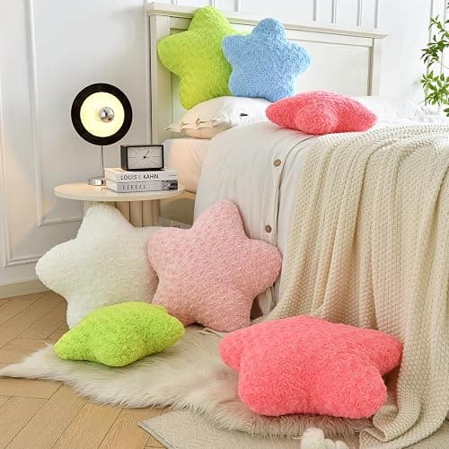 ZCNYCLAM Star Pillow, 14.9" Star Shaped Plush Pillow for Couch Bed Sofa, Cute Decorative Throw Pillows with Soft Faux Fur Room Decor for Bedroom Living Room (White) thumbnail 5