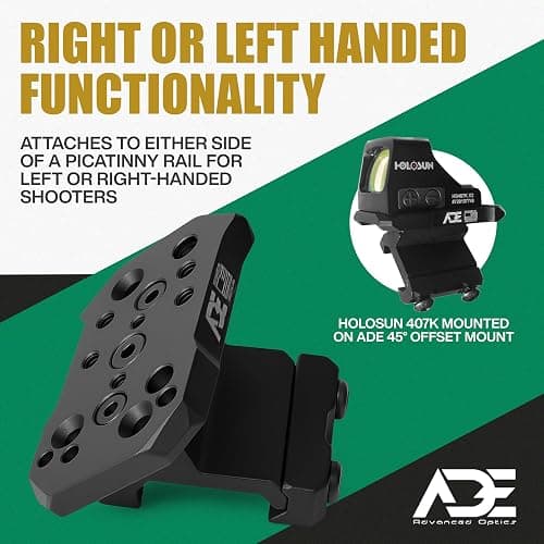 Ade Advanced Optics Red Dot Sight 45 Degree Offset Mount Compatible with Shield RMS/RMSc/SMS/SMSc, ADE RD3-018 Spike, RD3-021 NUWA, Holosun 407K/507K,Vortex Venom/Viper Red Dot thumbnail 6