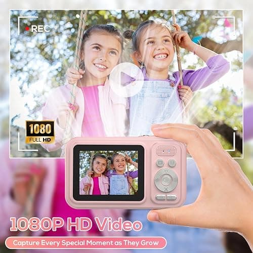 Digital Camera for Kids, WITYEAH 48MP FHD 1080P Point and Shoot Digital Cameras with 16X Zoom Anti-Shake, Compact Portable Cameras for Photography, for Boys Girls Teens Beginners-Pink - Pink thumbnail 3