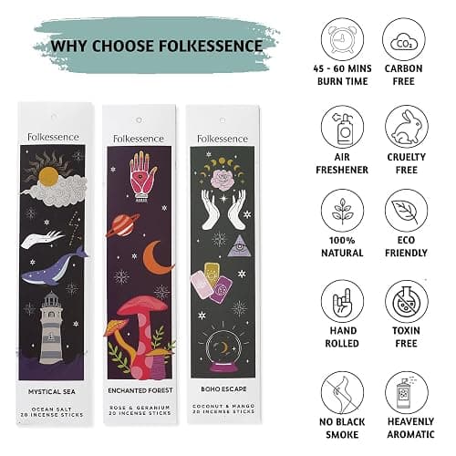 Folkulture Incense Sticks | Set of 6 (120 Insence-Sticks) | 45 Mins Burn Time | Non Toxic Coconut Mango, Aqua, Green Tea, Rose Geranium, Orange Blossom Inscents-Sticks for Women thumbnail 4