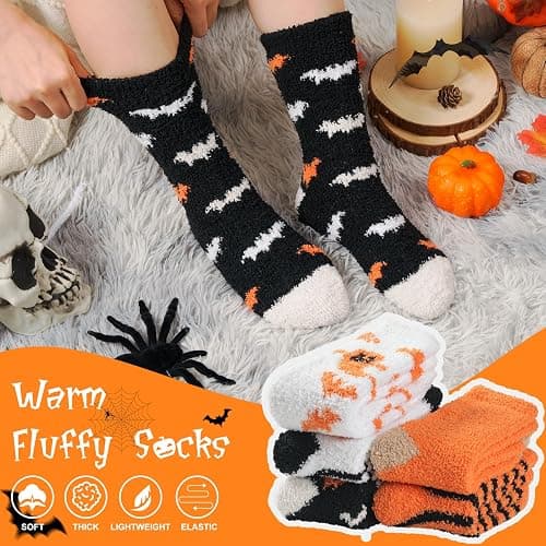floconssy Fuzzy Socks for Women, Fall Fluffy Slipper Socks, Cozy Home Socks | Plush Soft Winter Socks, Warm Thick Sleeping Socks, Holiday Gifts for Women Mom Wife Grandma, Ideal for Lounging 5/6 Pairs thumbnail 8