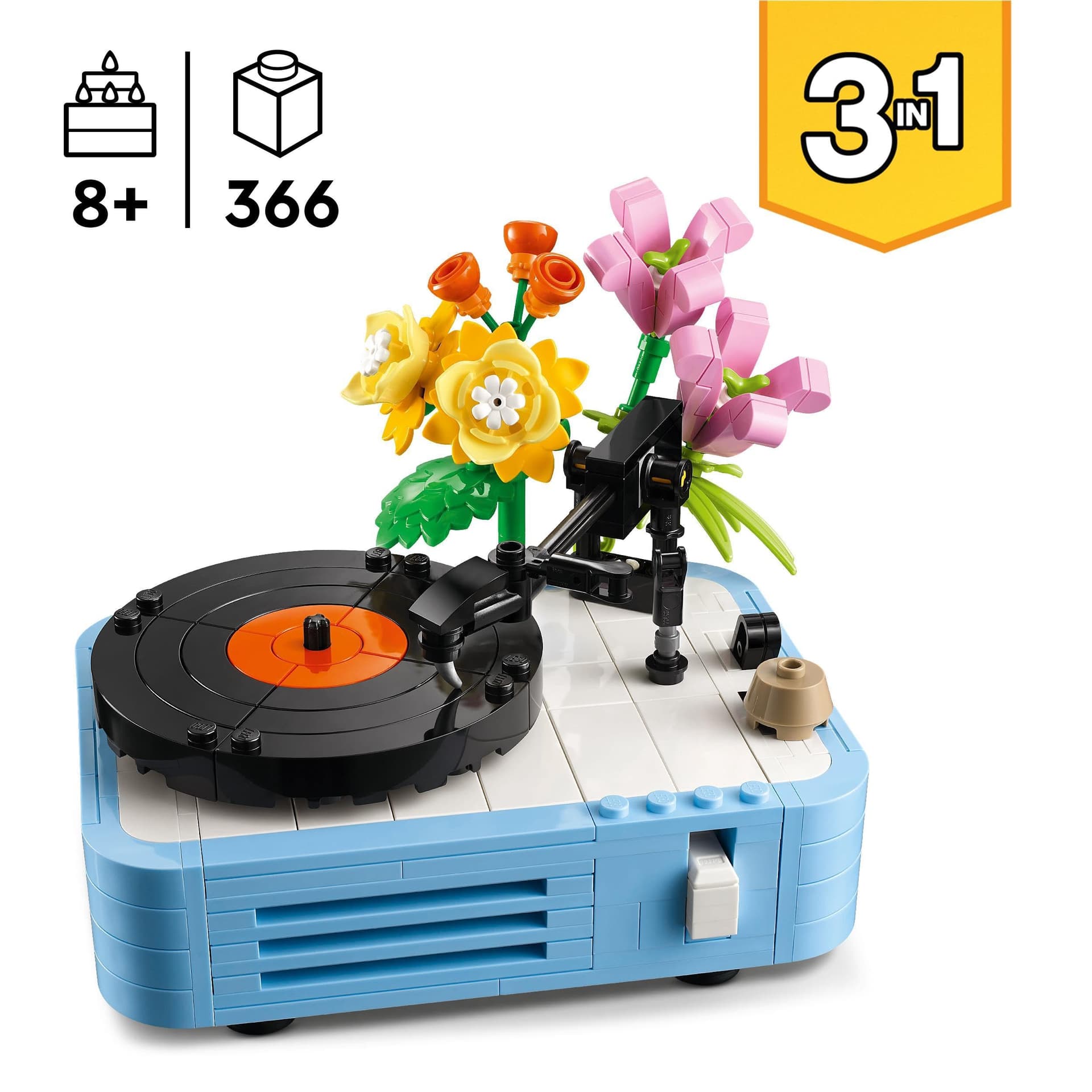 LEGO Creator 3in1 Platenspeler met bloemen Speelgoed, Herbouw tot Microfoon en Radio Bouwpakket voor Kinderen, Muzikaal Speelgoed voor 8 jaar en Ouder, Creatief cadeau voor Meisjes en Jongens 31172 thumbnail 2