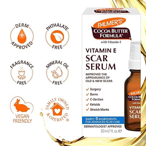 Palmer's Cocoa Butter Formula Scar Serum, Skin Brightening Oil for Face & Body, Concentrated Serum with Vitamin E, Fragrance Free, 1 Fl Oz thumbnail 8