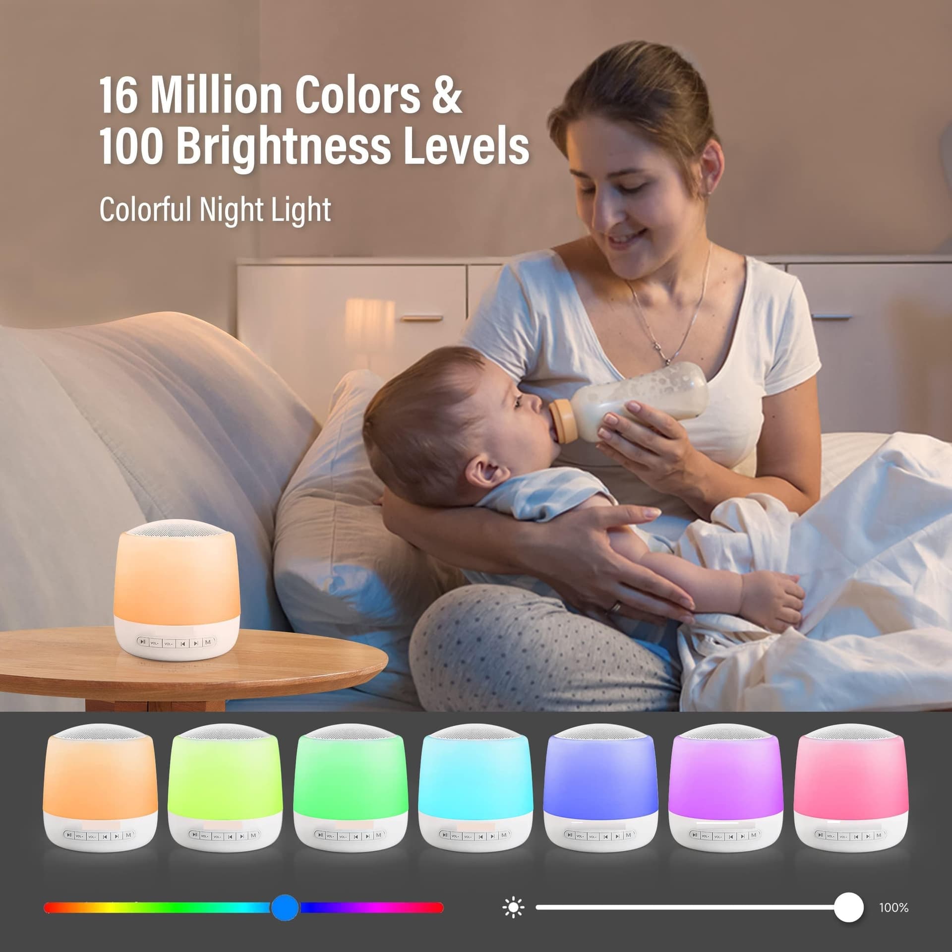 Baby Sound Machine with Night Light, White Noise Machine for Kids and Adults, 34 Soothing Sounds, Customizable Favorites, APP Remote Control, Alarm Clock, Child Lock, Scheduled Sleep Routine thumbnail 5
