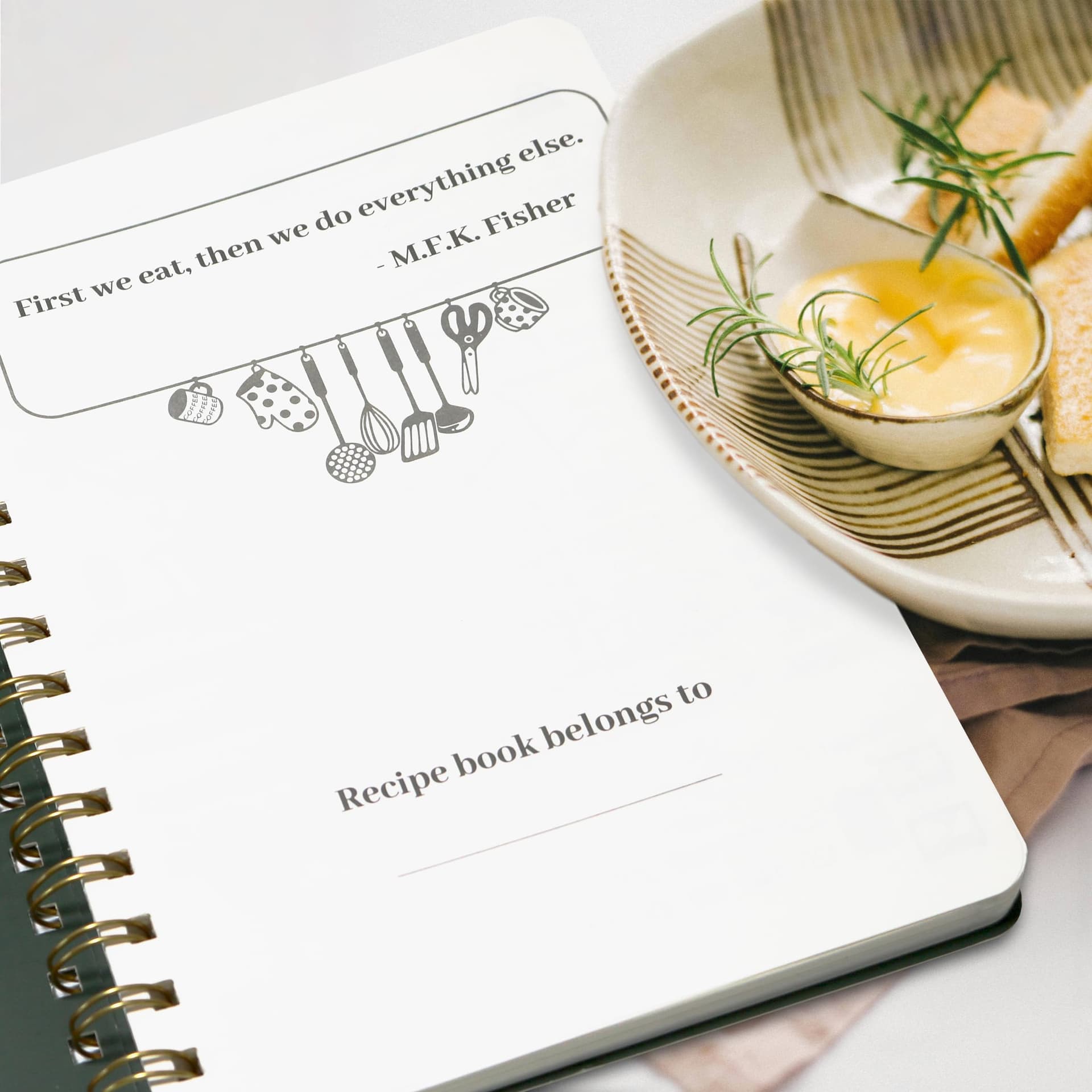 Livro de receitas em branco perfeito para escrever em suas próprias receitas, livro de receitas pessoal em branco de capa dura, caderno de receitas, contém 144 receitas exclusivas de fórmula - Verde oliva thumbnail 8