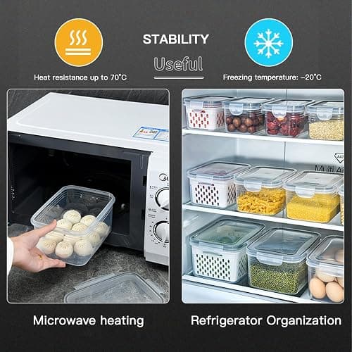INEDRIMS 3PCS Fruit Containers for Fridge with Removable Filter, Berry Airtight Produce Storage Containers to Keep Fruit and Vegetables Fresh, BPA-Free Dishwasher Safe Food Containers (Blue) thumbnail 5