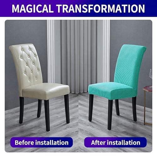 Howhic Stretch Chair Covers for Dining Room Set of 2, Removable Washable Dining Room Chair Covers, Dining Chair Slipcovers Seat Protector, Great for Home and Banquet Decoration (Turquoise, 2 Pack) thumbnail 5