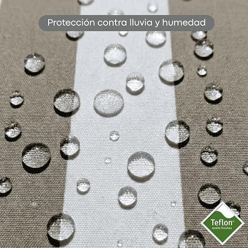 Ferrero Tejidos - Tela de TOLDO CON TEFLÓN LISTADO 5CM. Ancho 3.20 metros. Largo a escoger de 1 a 1 m en una sola pieza. Para exterior impermeable protección UV tapizar resistente (501 Beige) thumbnail 2