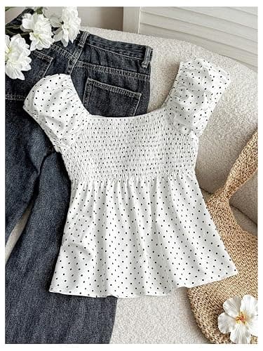 SOLY HUX Girl's Gingham Tops Y2K Cute Blouse Summer Sweetheart Neck Shirts Aesthetic Clothes thumbnail 2